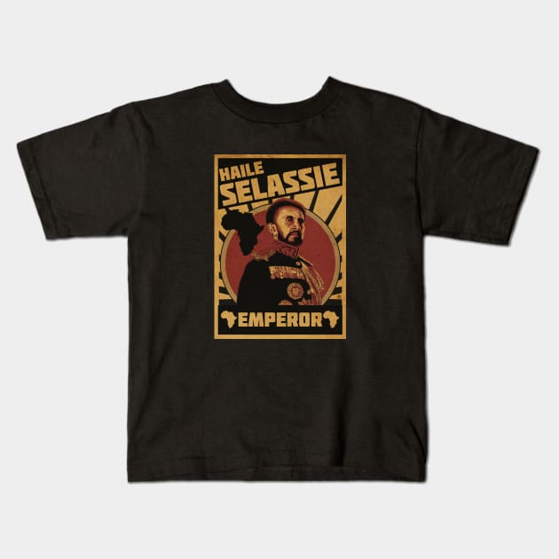 King Selassie I Cover Page Kids T-Shirt by CTShirts